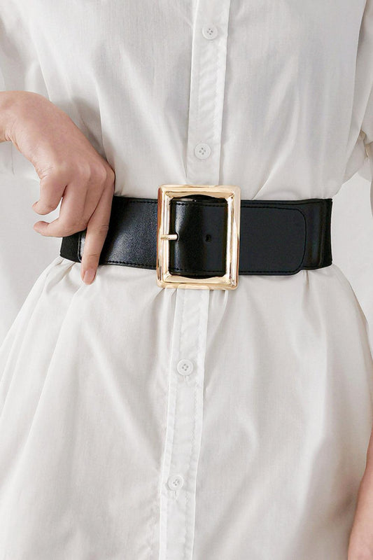 Rectangle Buckle Elastic Wide Belt - CM