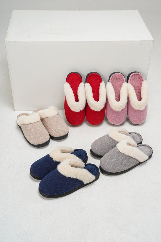 Thermal Faux Fur Round Toe Slippers - CM