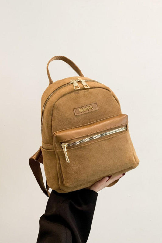 Suede Adjustable Strap Backpack Bag - CM