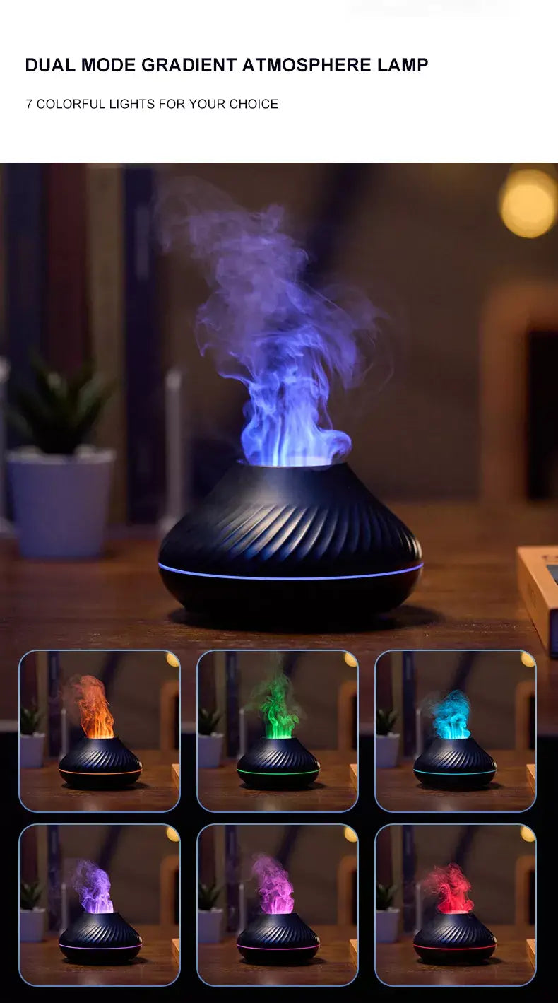 Mesmerizing 130ml 3D Volcano Flame Humidifier with Aroma Diffuser