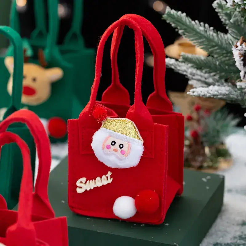 Festive Red Knitted Christmas Gift Bags for Your Eve