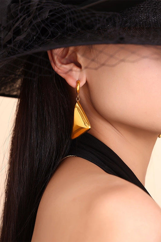 18K Gold-Plated Triangle Dangle Earrings - CM