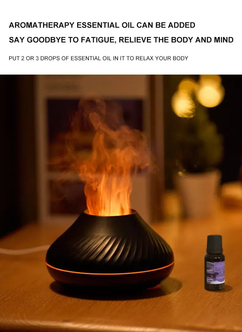 Mesmerizing 130ml 3D Volcano Flame Humidifier with Aroma Diffuser