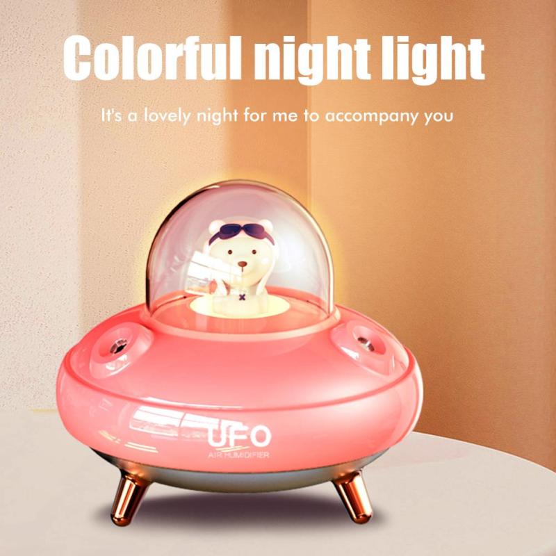 UFO Cartoon Bear Dual Nozzle Wireless Humidifier with Double Spray Mist