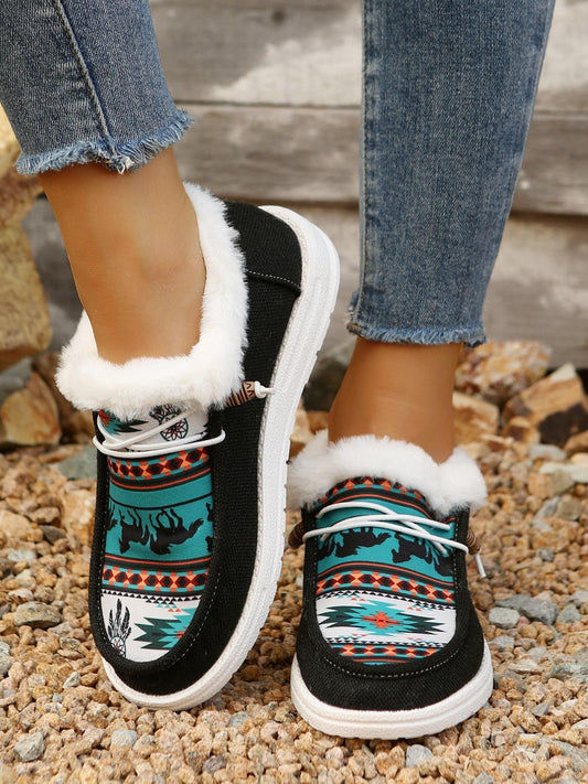 Printed Round Toe Flat Slip-Ons - CM