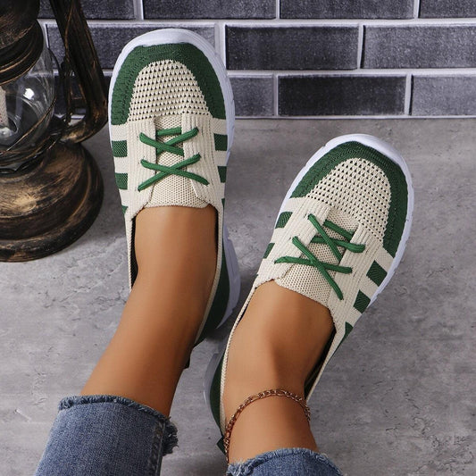 Mesh Contrast Flat Slip-Ons - CM