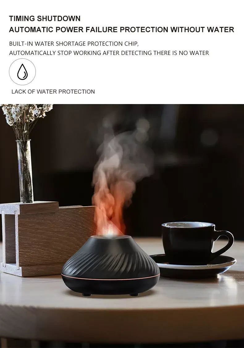 Mesmerizing 130ml 3D Volcano Flame Humidifier with Aroma Diffuser