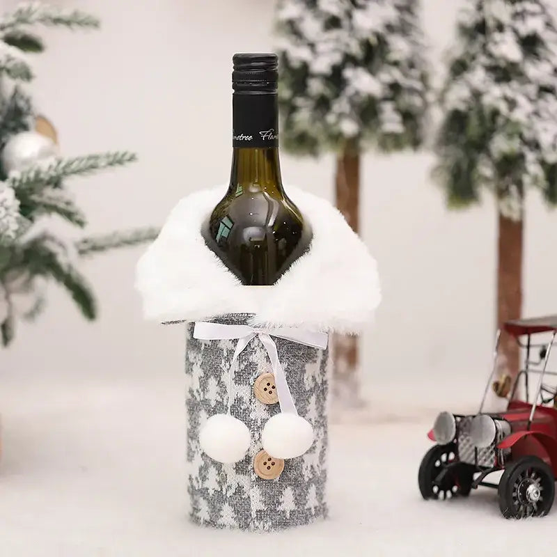 Festive Wine Bottle Covers Featuring Deer and Snowman Designs