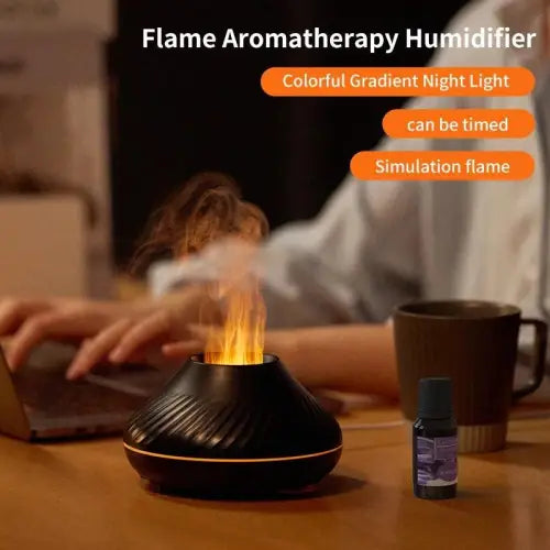 Mesmerizing 130ml 3D Volcano Flame Humidifier with Aroma Diffuser 