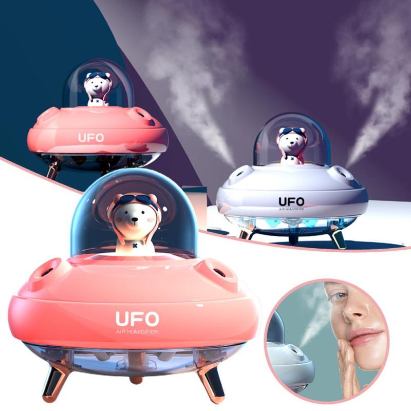 UFO Cartoon Bear Dual Nozzle Wireless Humidifier with Double Spray Mist