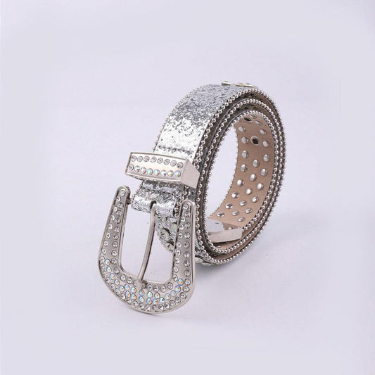 PU Leather Rhinestone Belt - CM