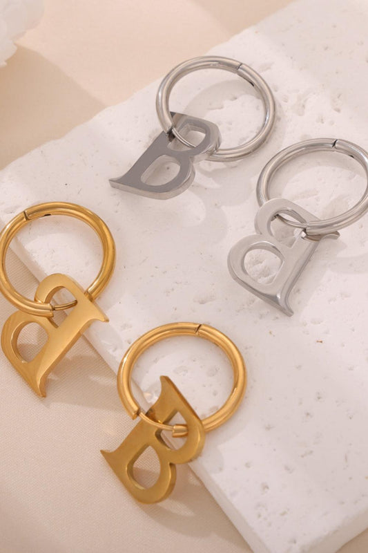 Titanium Steel Letter Hoop Earrings - CM