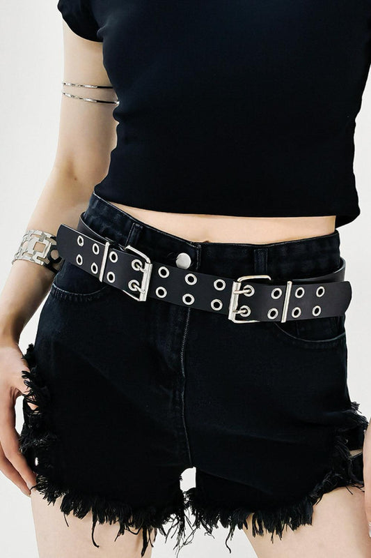 PU Leather Two Row Eyelet Belt - CM