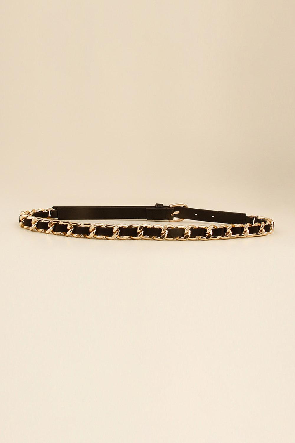 PU Chain Skinny Belt