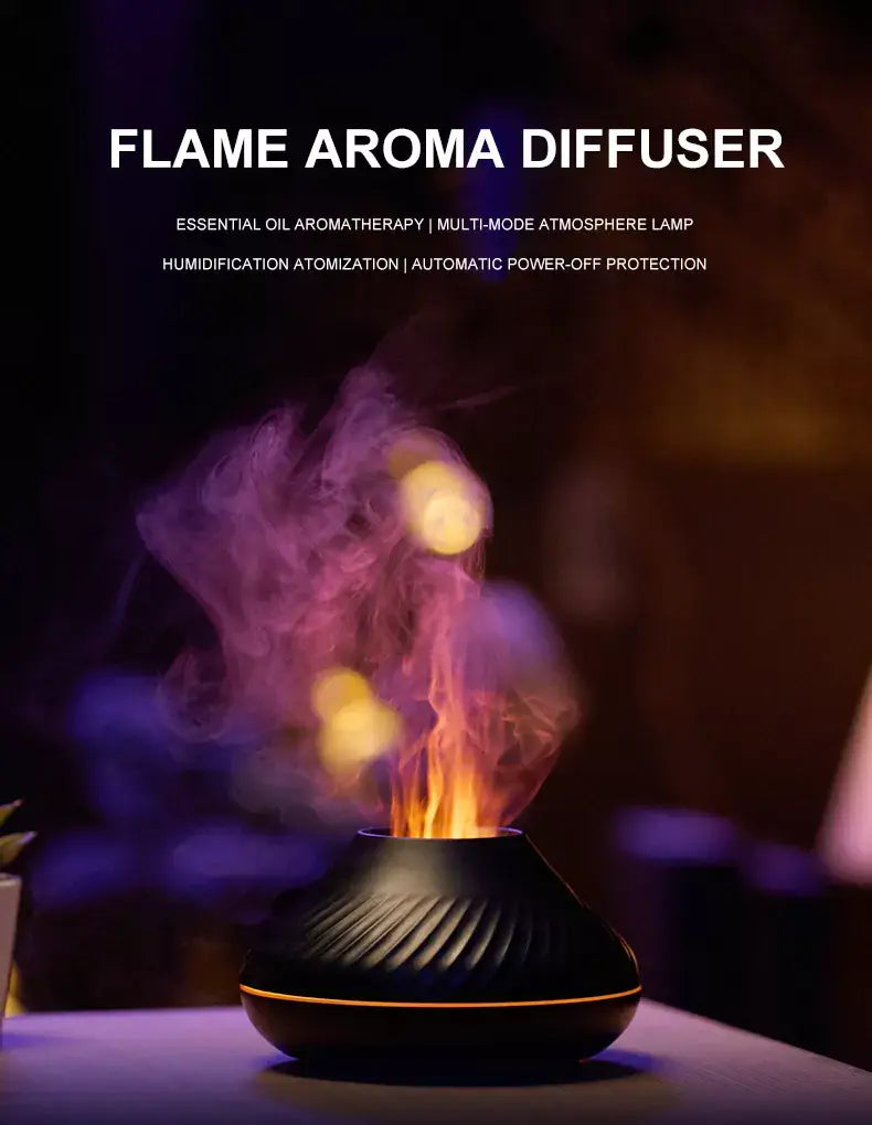 Mesmerizing 130ml 3D Volcano Flame Humidifier with Aroma Diffuser