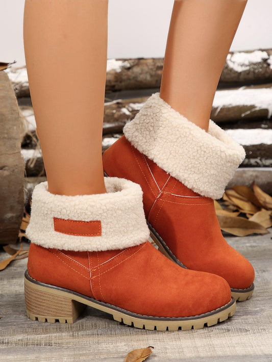 Thermal Fuzzy Block Heel Boots - CM