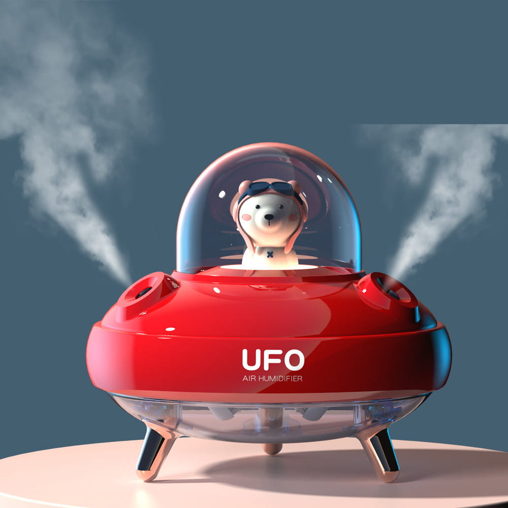 UFO Cartoon Bear Dual Nozzle Wireless Humidifier with Double Spray Mist