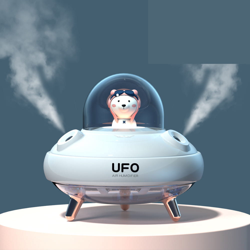 UFO Cartoon Bear Dual Nozzle Wireless Humidifier with Double Spray Mist