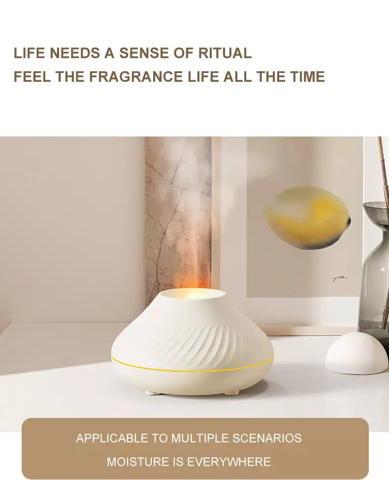 Mesmerizing 130ml 3D Volcano Flame Humidifier with Aroma Diffuser