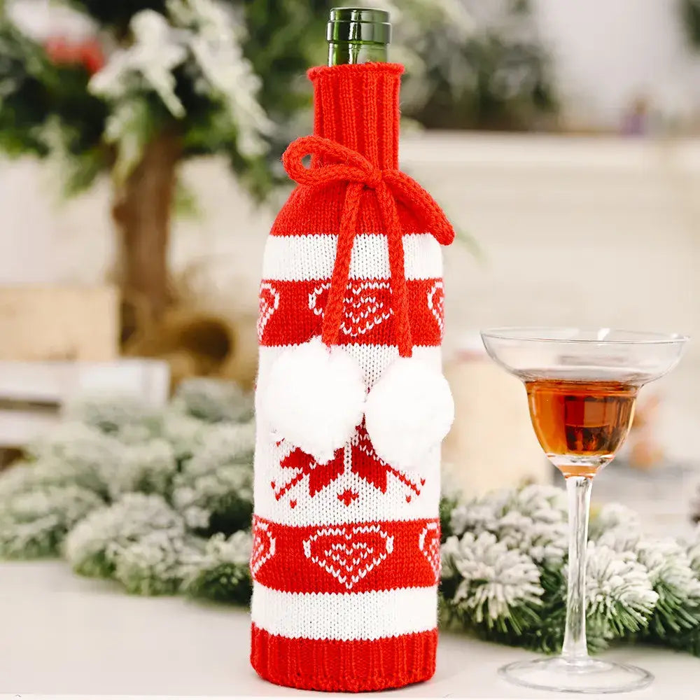 Festive Wine Bottle Covers Featuring Deer and Snowman Designs