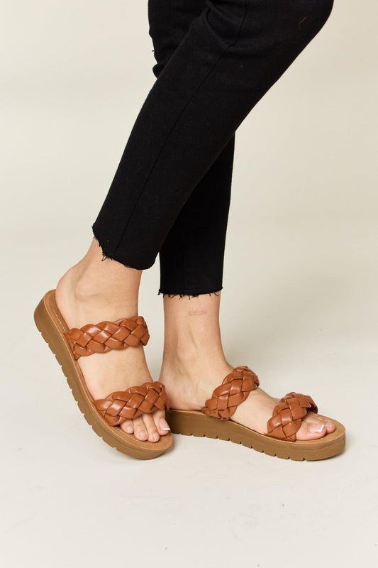 WILD DIVA Woven Dual Band Platform Sandals - CM