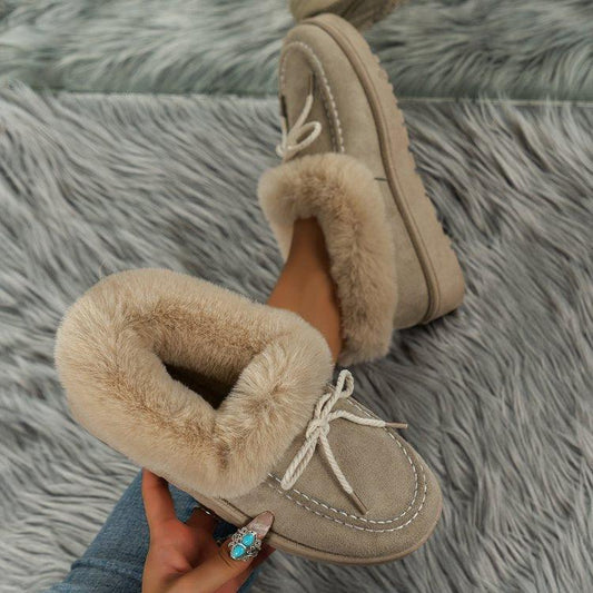 Thermal Fuzzy Tied Round Toe Boots - CM