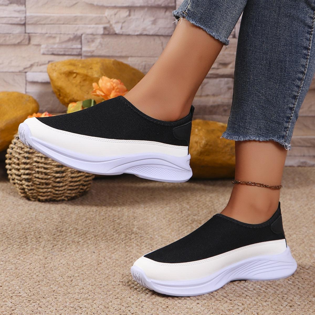 Mesh Contrast Flat Slip-Ons