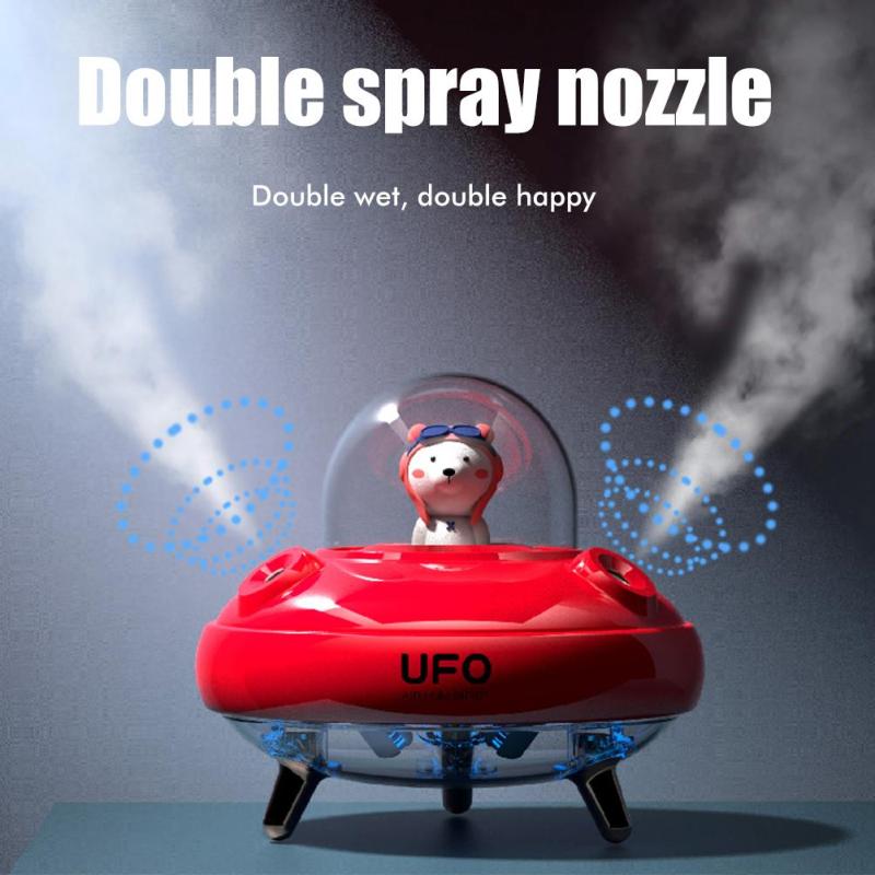 UFO Cartoon Bear Dual Nozzle Wireless Humidifier with Double Spray Mist