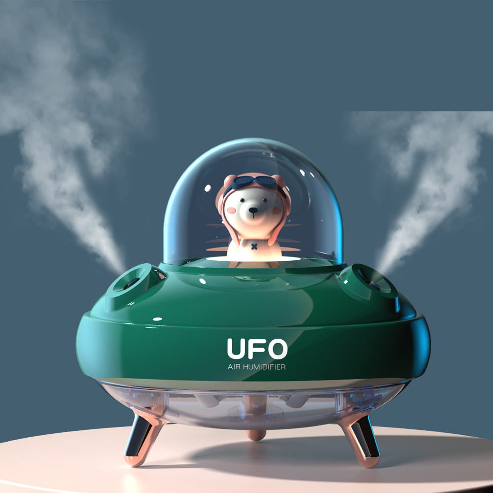 UFO Cartoon Bear Dual Nozzle Wireless Humidifier with Double Spray Mist