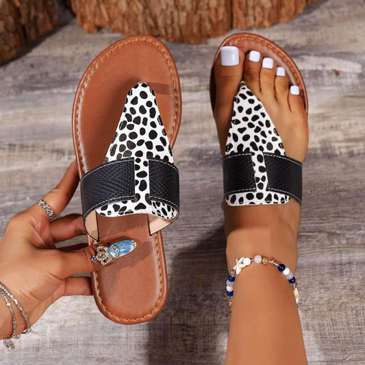 Animal Print Open Toe Sandals - CM