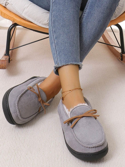 Bow Round Toe Flat Slip-Ons - CM