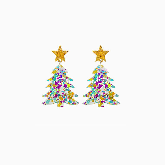 Christmas Tree Acrylic Dangle Earrings - CM