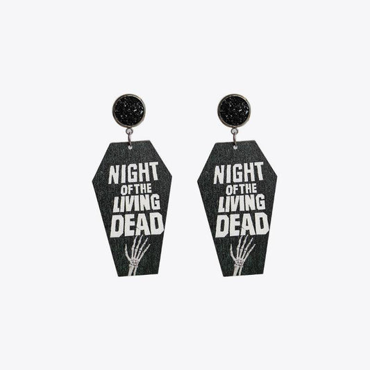 Coffin Shape Wooden Dangle Earrings - CM