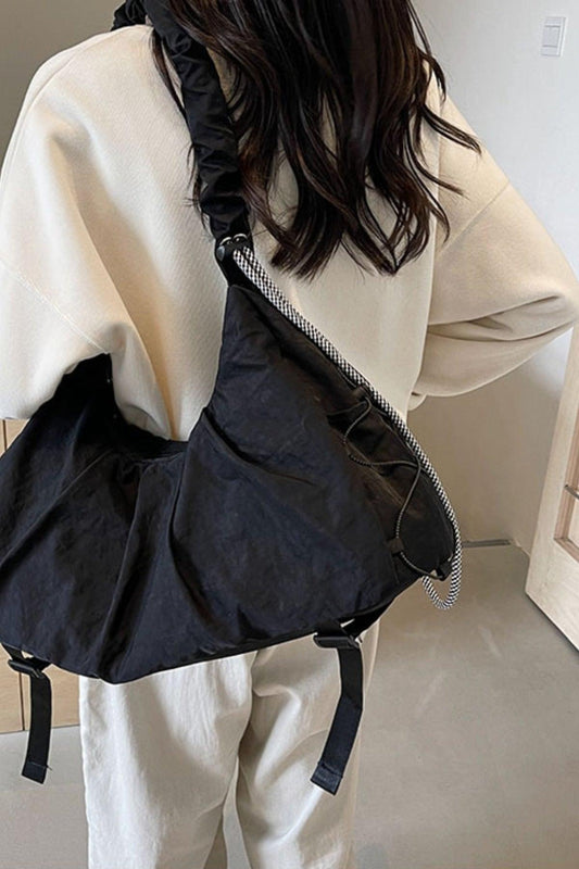 Drawstring Strap Ruched Crossbody Bag - CM