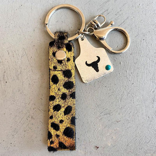 Genuine Leather Alloy Keychain - CM