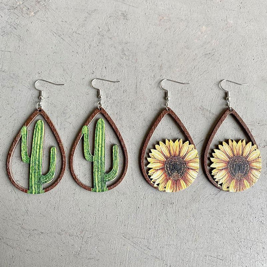 Hollowed Wooden Teardrop Earrings - CynthiaMonica CM