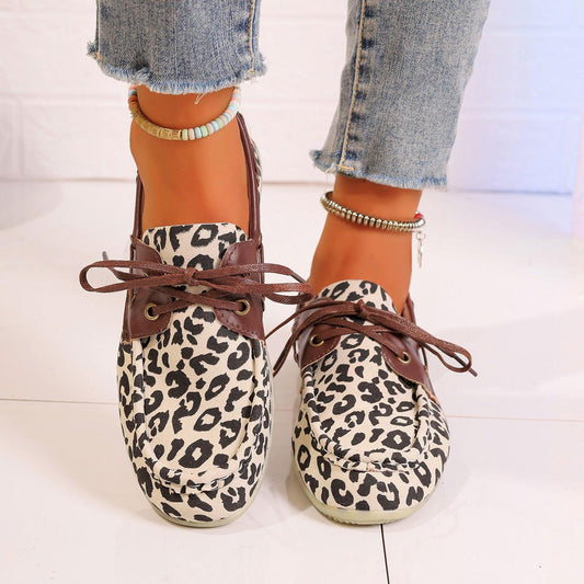 Lace Up Leopard Slip-Ons - CynthiaMonica CM