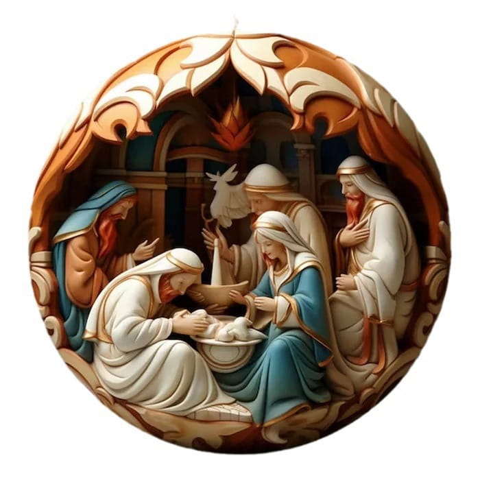 Enchanting Creative Christmas Acrylic Nativity Scene Car Ornament