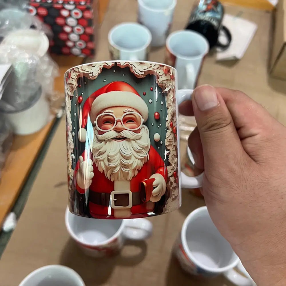 Festive Santa Coffee Mug with Cheerful Ceramic Snowman Design