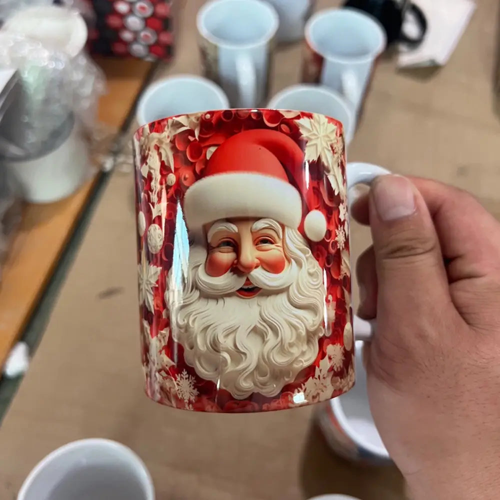 Festive Santa Coffee Mug with Cheerful Ceramic Snowman Design