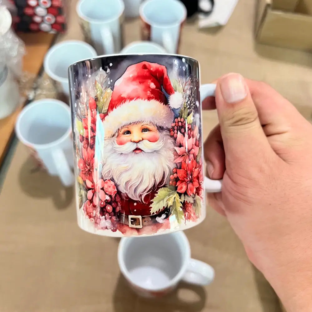 Festive Santa Coffee Mug with Cheerful Ceramic Snowman Design