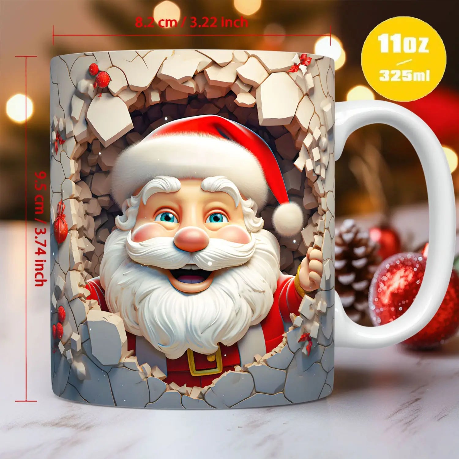 Festive Santa Coffee Mug with Cheerful Ceramic Snowman Design