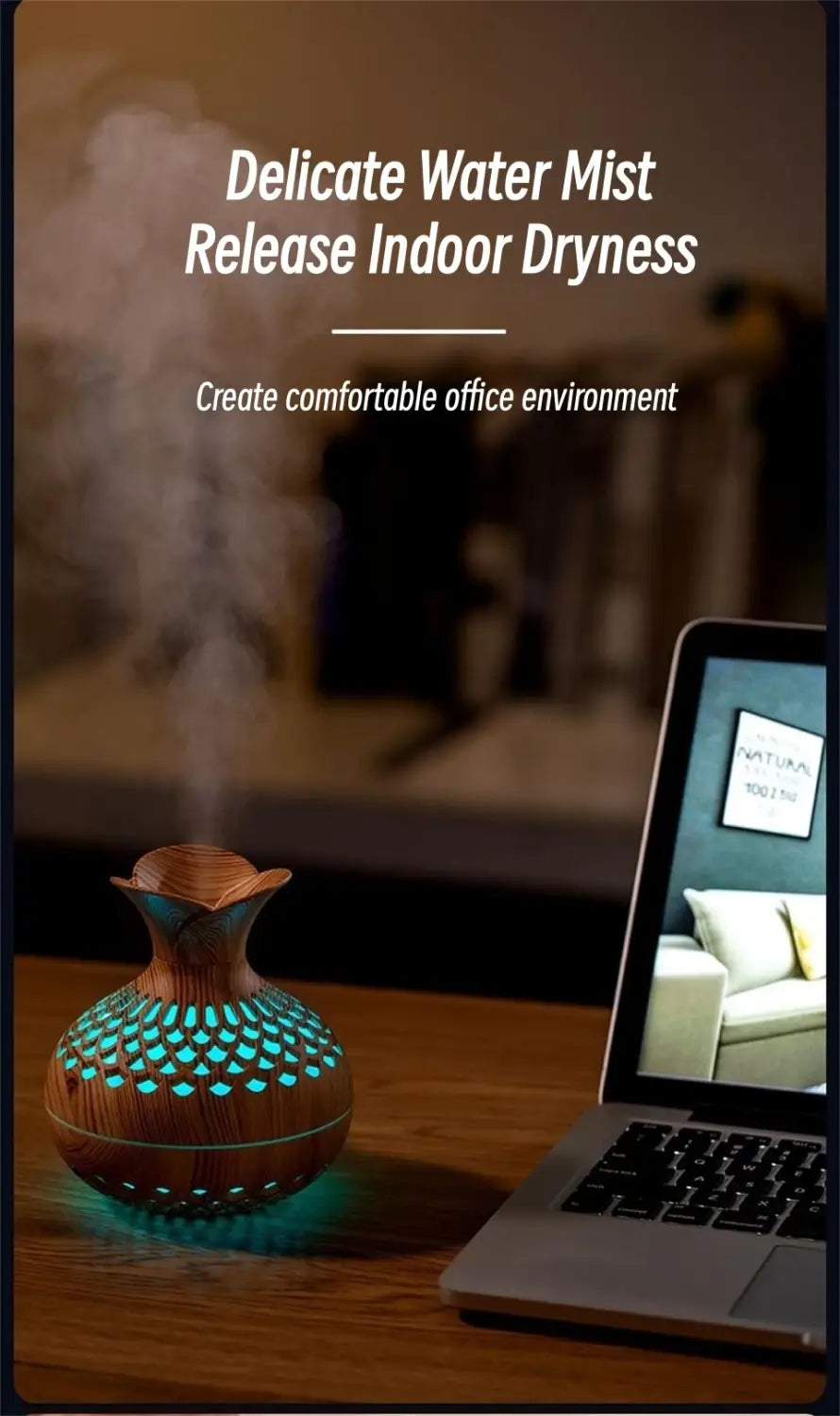 Elevate Your Space with the Wood Grain Vase Ultrasonic Essential Oil Diffuser