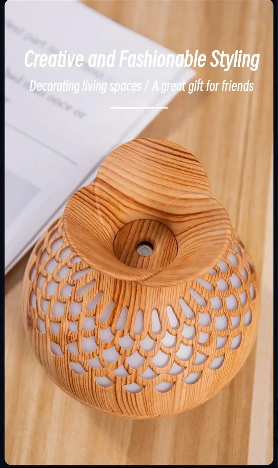 Elevate Your Space with the Wood Grain Vase Ultrasonic Essential Oil Diffuser