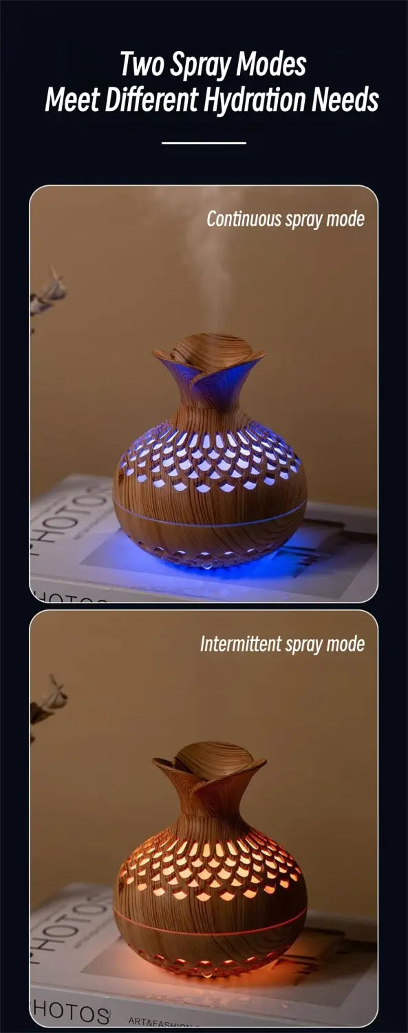 Elevate Your Space with the Wood Grain Vase Ultrasonic Essential Oil Diffuser