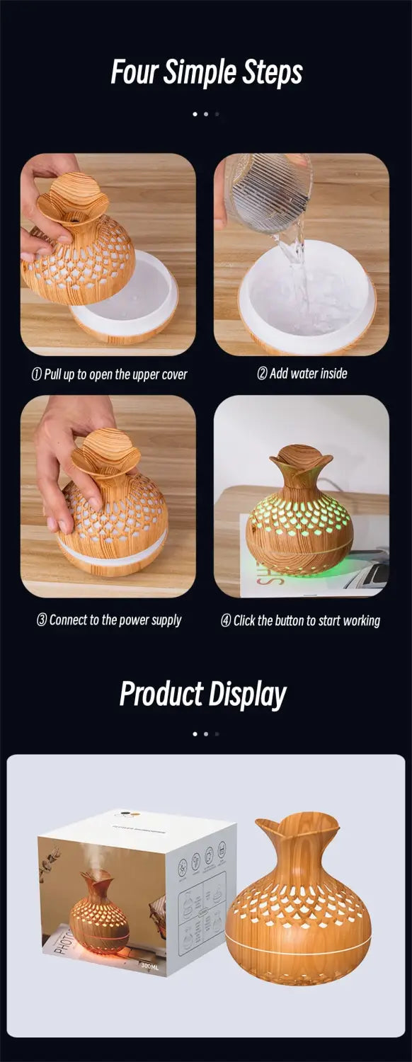 Elevate Your Space with the Wood Grain Vase Ultrasonic Essential Oil Diffuser