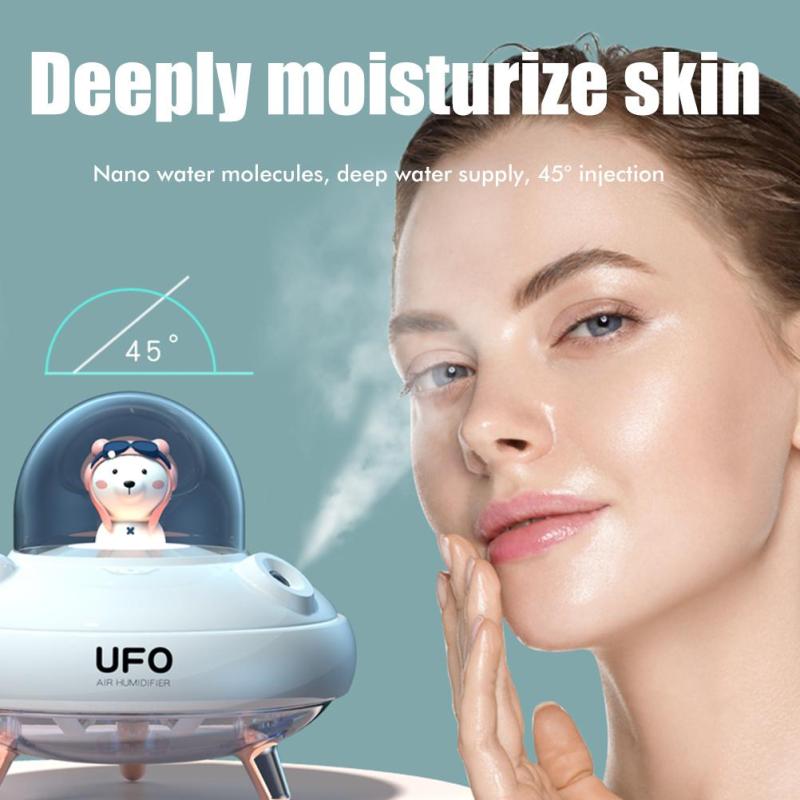 UFO Cartoon Bear Dual Nozzle Wireless Humidifier with Double Spray Mist