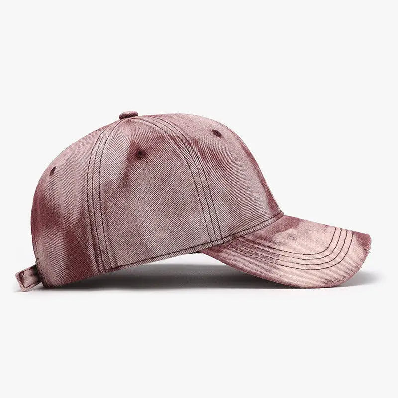 Vibrant Maroon Tie-Dye Miara Adjustable Cotton Baseball Cap