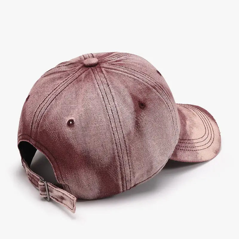 Vibrant Maroon Tie-Dye Miara Adjustable Cotton Baseball Cap