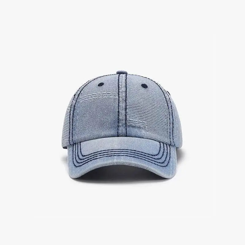 Stylish Blue Denim Adjustable Cotton Baseball Cap for Active Lifestyles